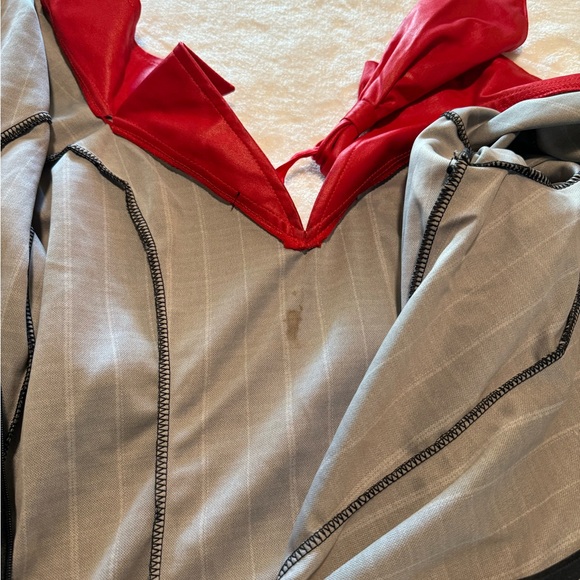 Leg Avenue medium sexy gangster dress costume red black pinstriped cosplay dress - Picture 7 of 11